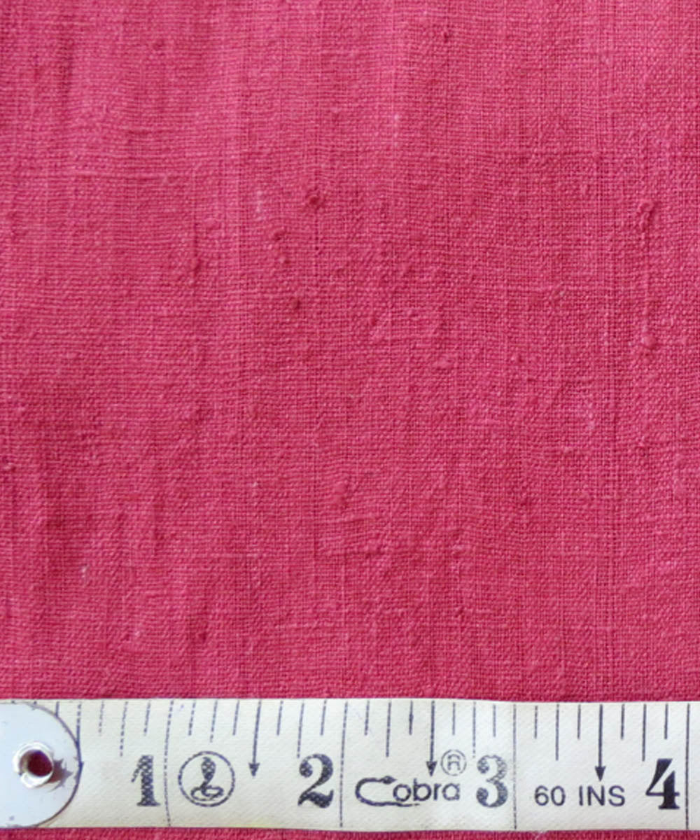 Peach red handspun handwoven cotton fabric