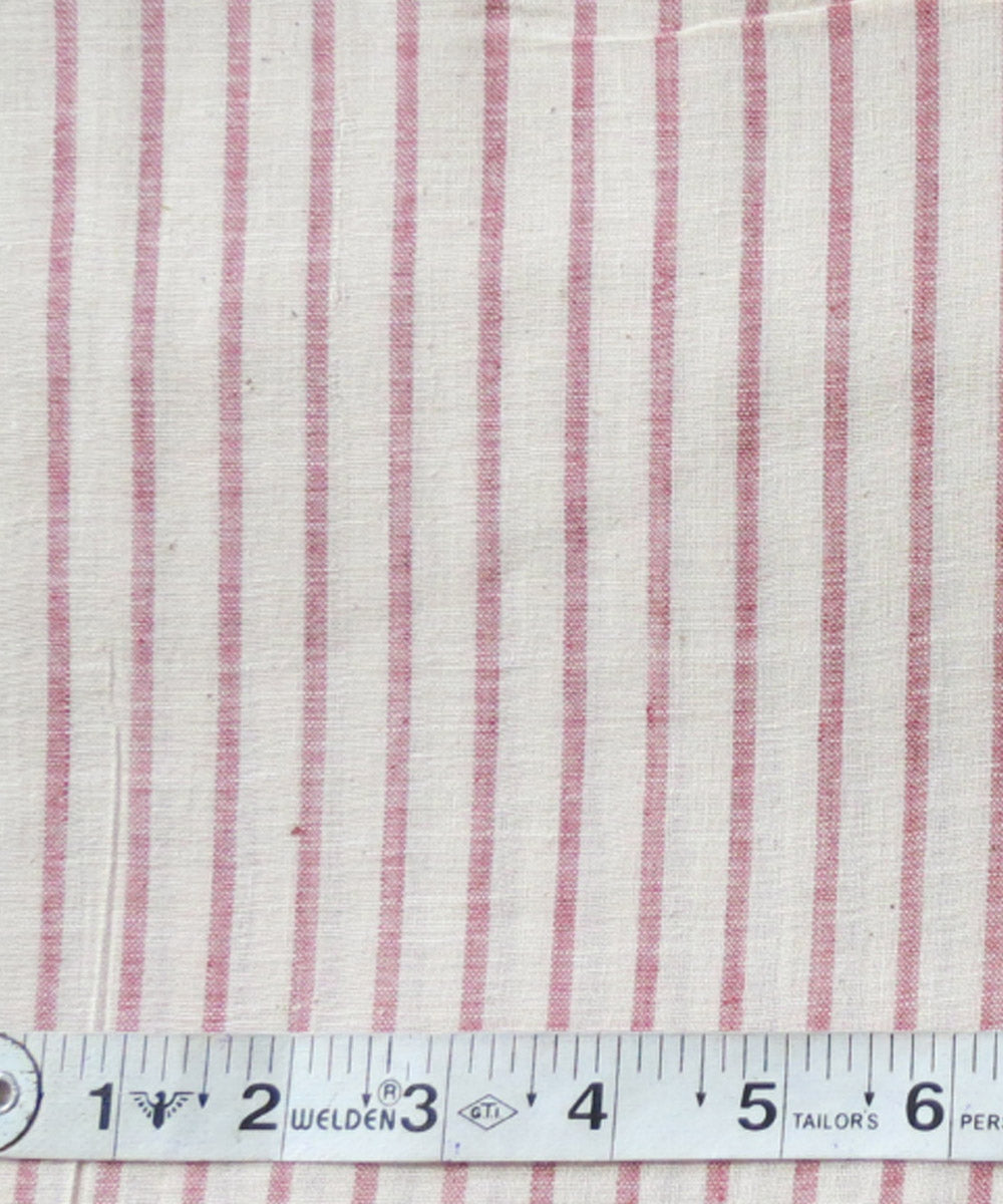 White red stripe handspun handwoven cotton fabric