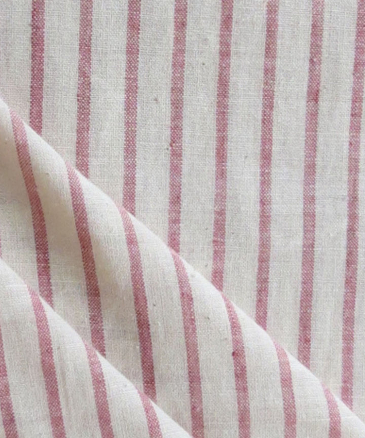 White red stripe handspun handwoven cotton fabric