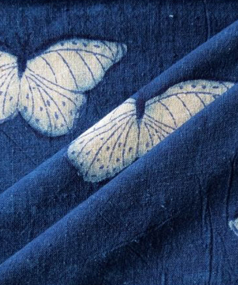 Indigo handwoven cotton khadi fabric