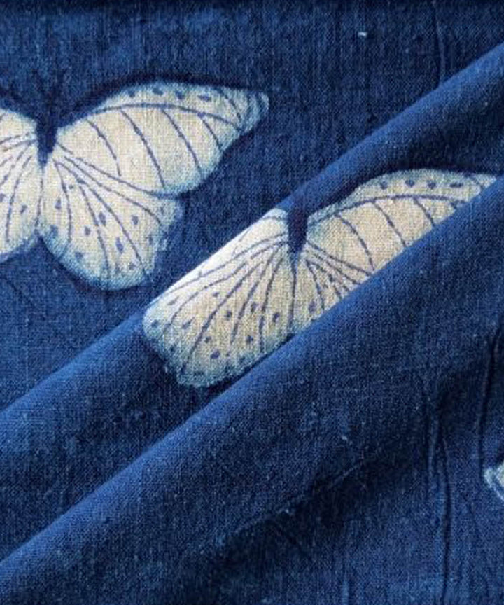 Indigo handwoven cotton khadi fabric