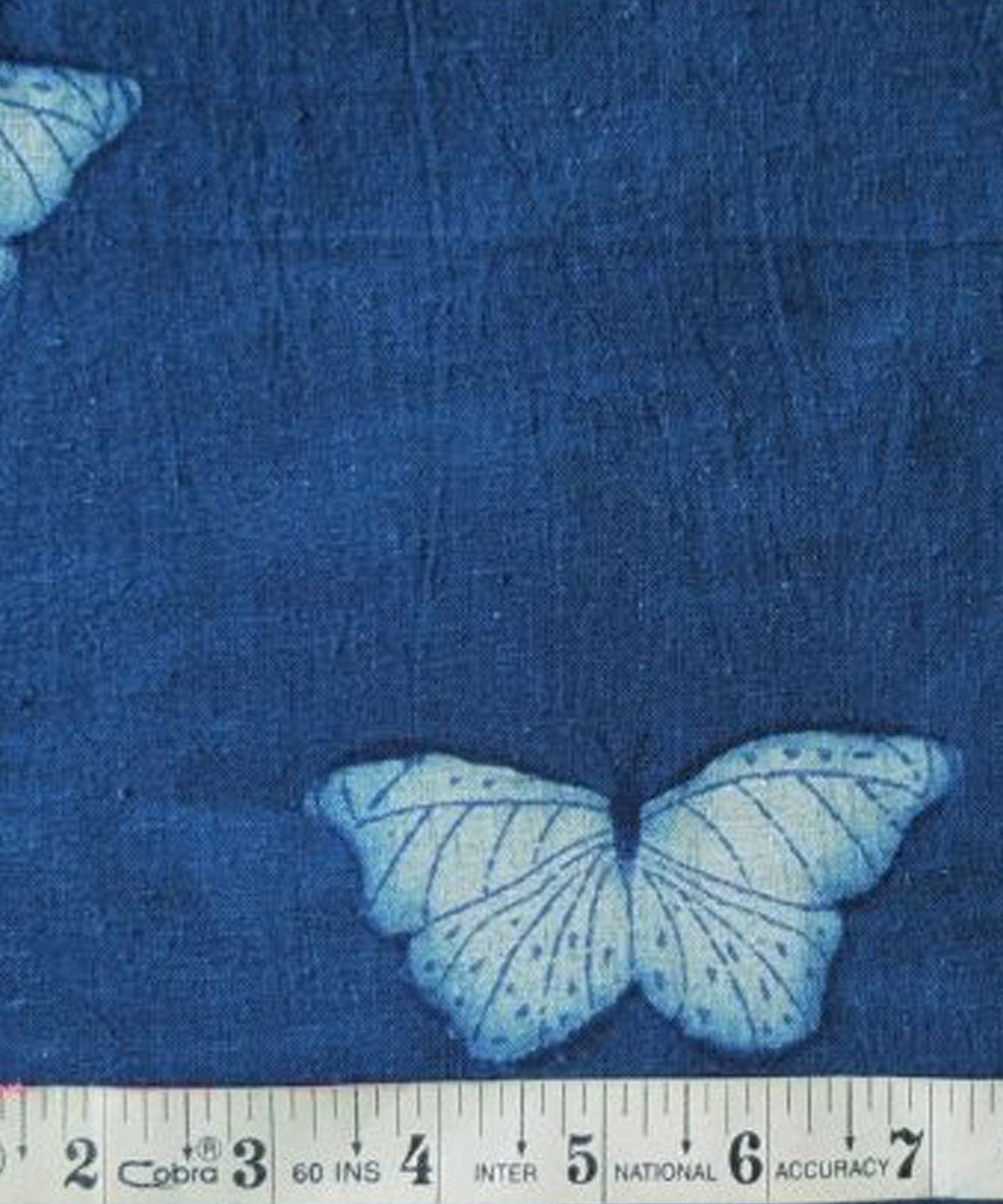 Indigo handwoven cotton khadi fabric
