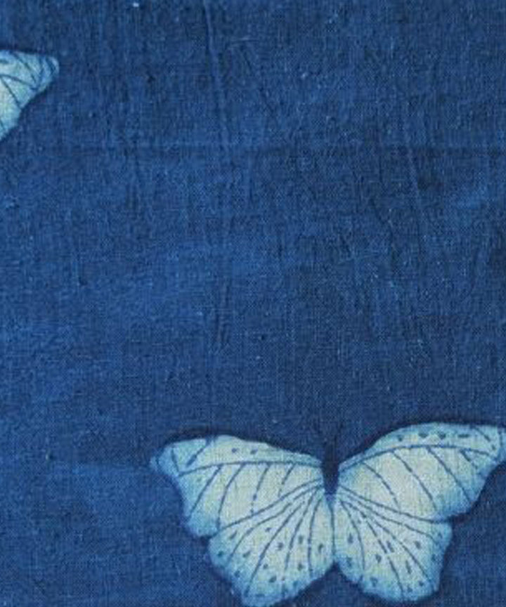 Indigo handwoven cotton khadi fabric