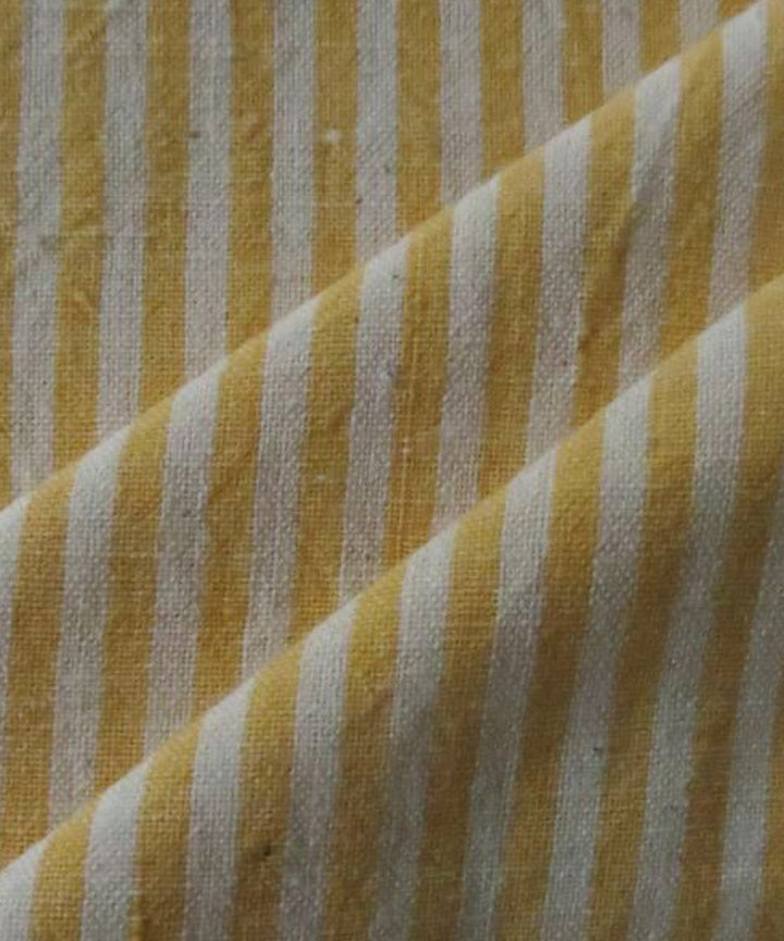Yellow white cotton handwoven khadi fabric