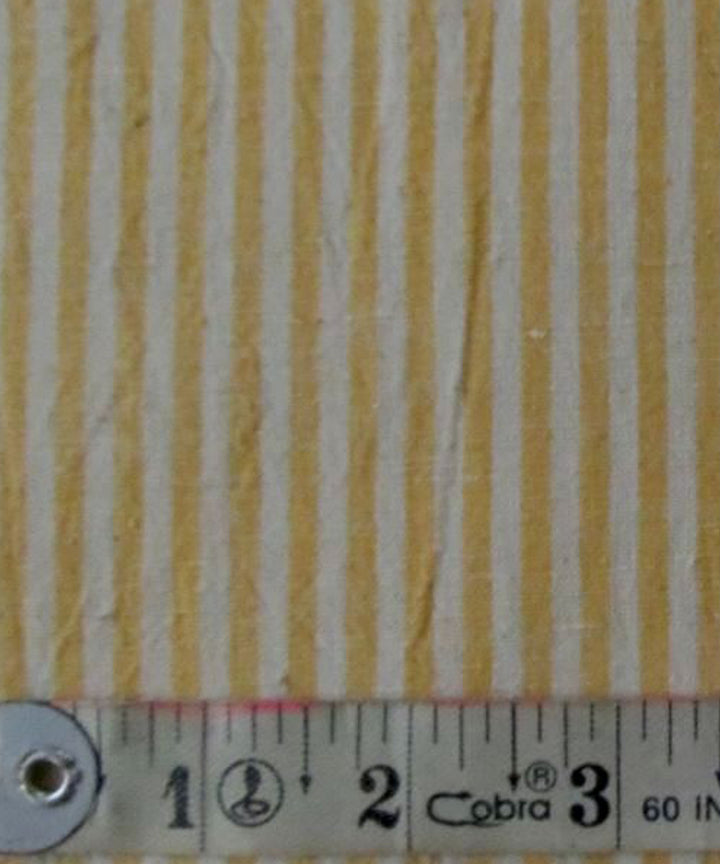 Yellow white cotton handwoven khadi fabric