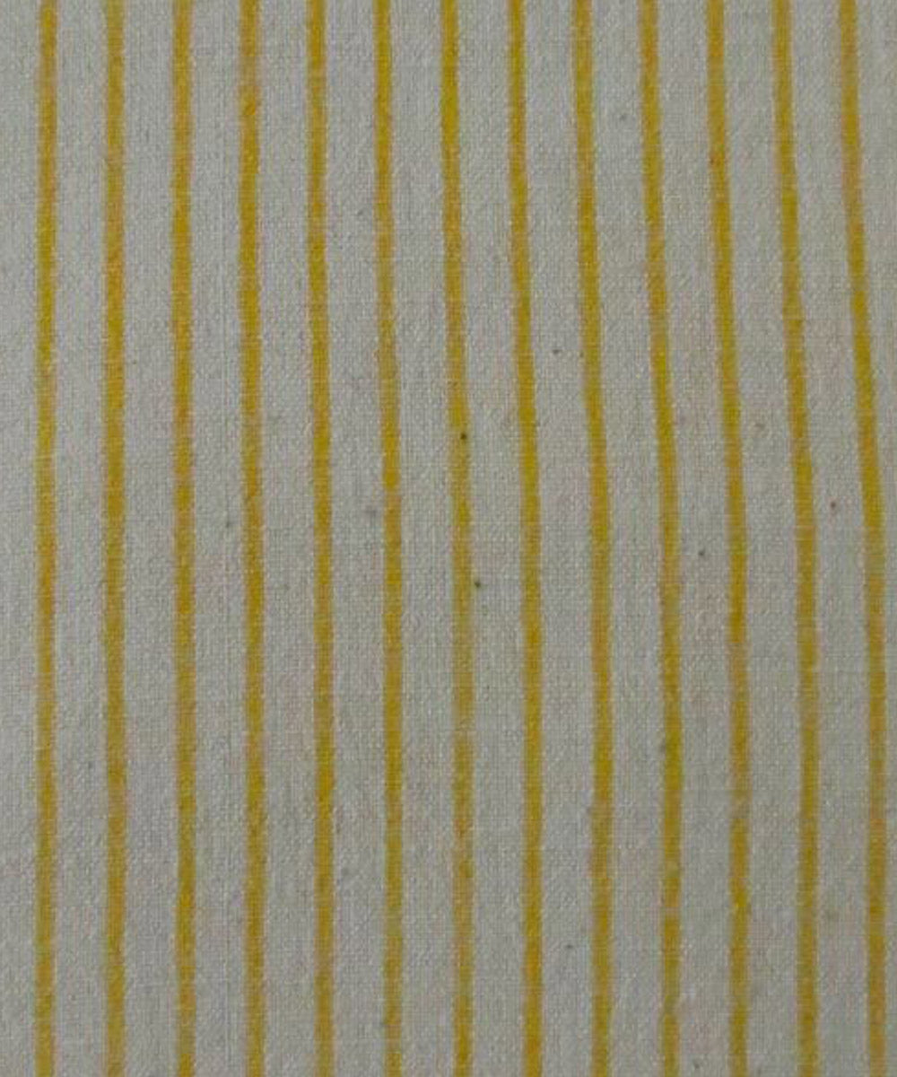 Yellow white handwoven cotton khadi fabric