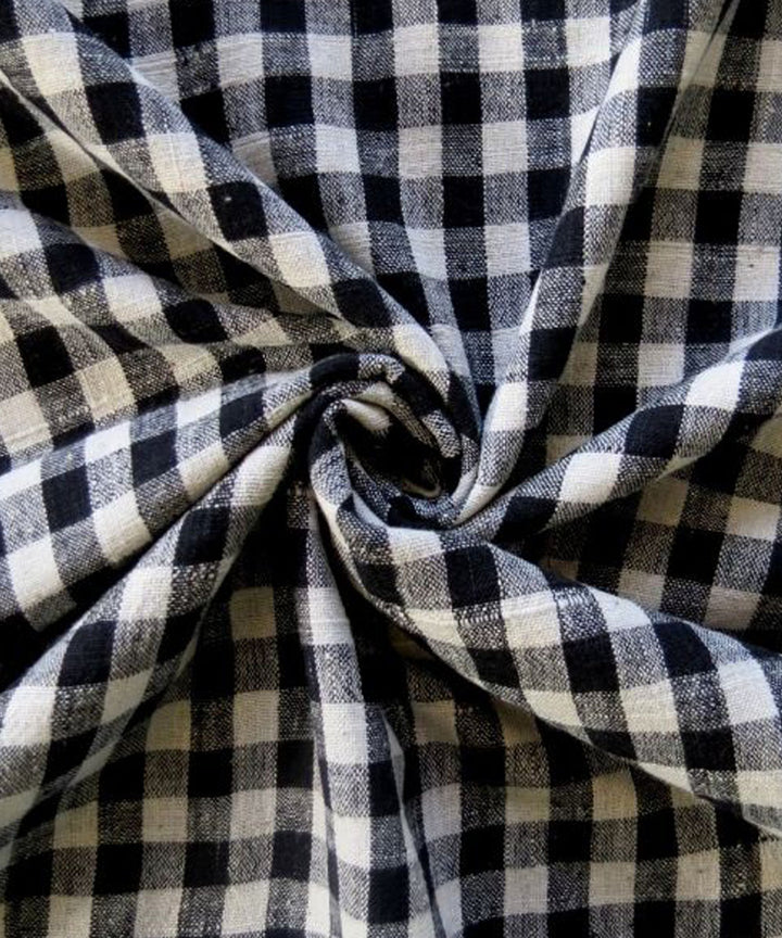 Black white cotton handwoven khadi fabric