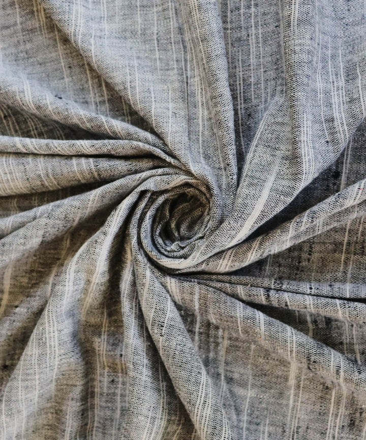 Grey white handwoven cotton khadi fabric