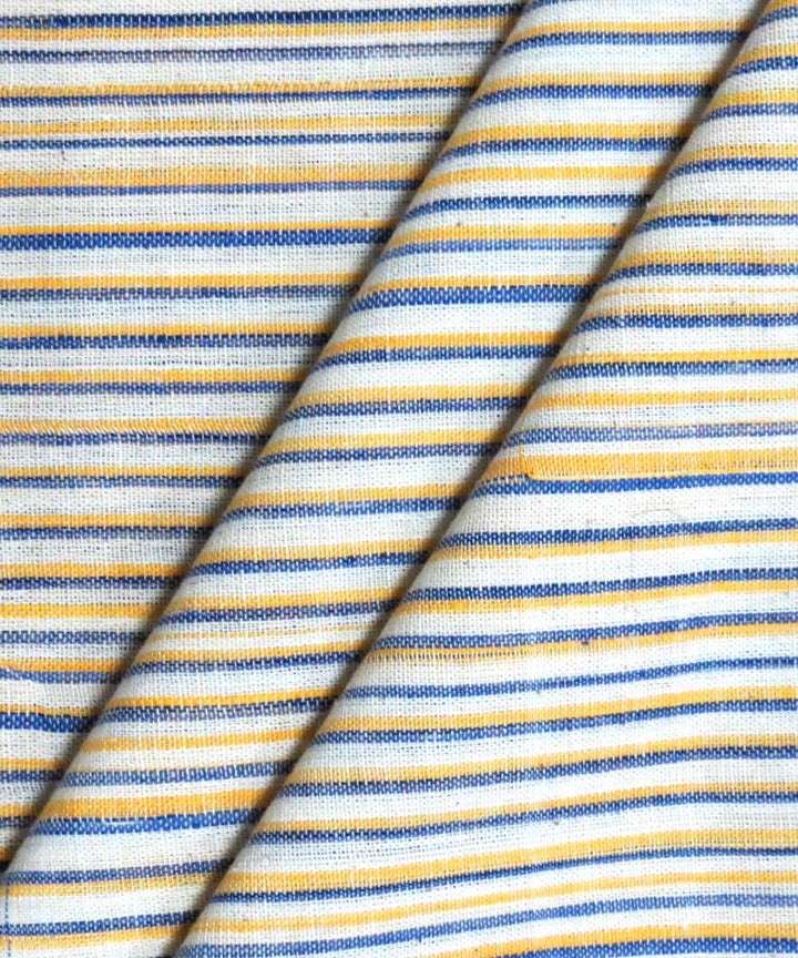 Multicolor striped handwoven cotton khadi fabric