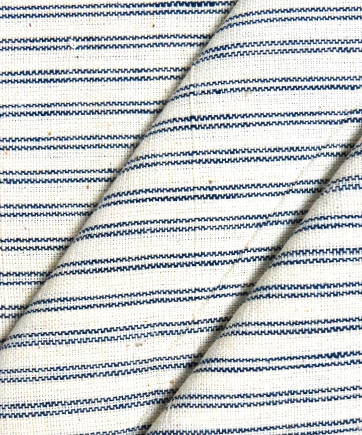 Navy blue cream handwoven cotton khadi fabric