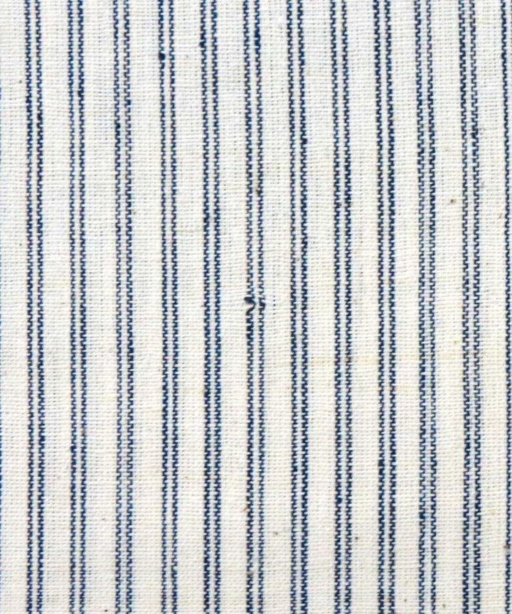 Navy blue cream handwoven cotton khadi fabric