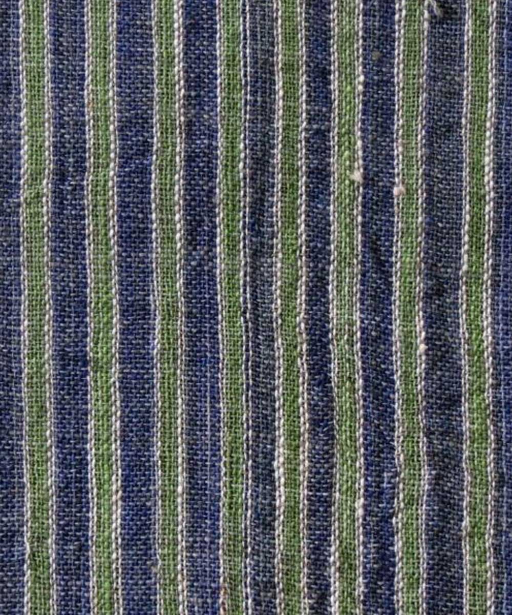 Cyan blue green handwoven cotton khadi fabric