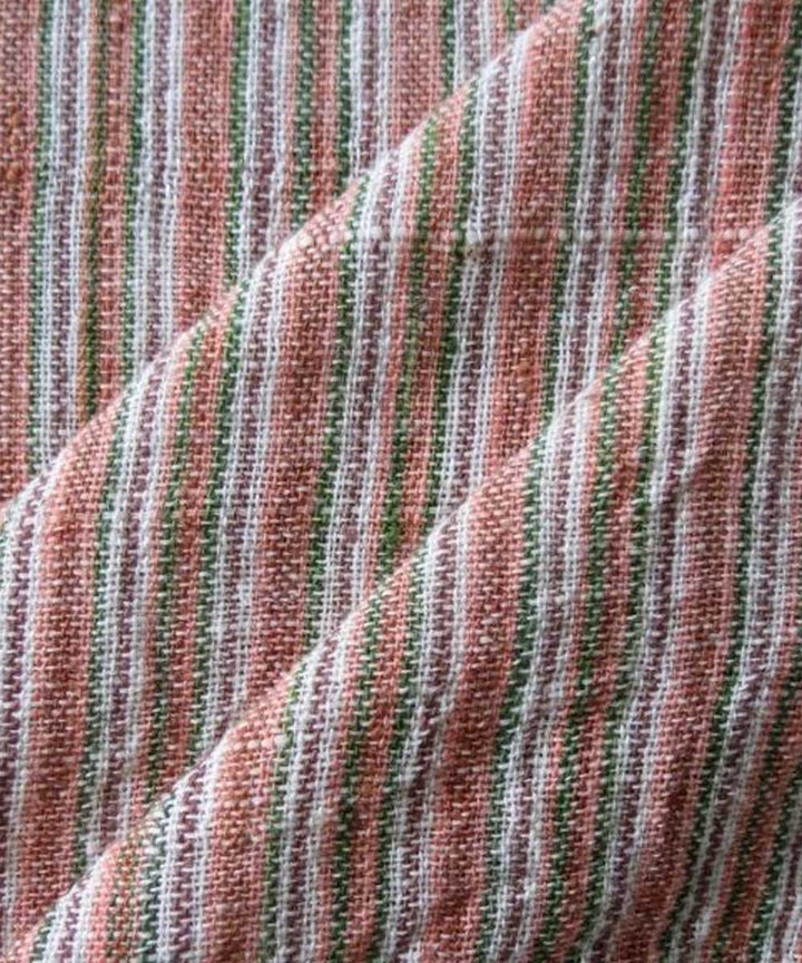 Multicolor striped khadi handwoven cotton fabric