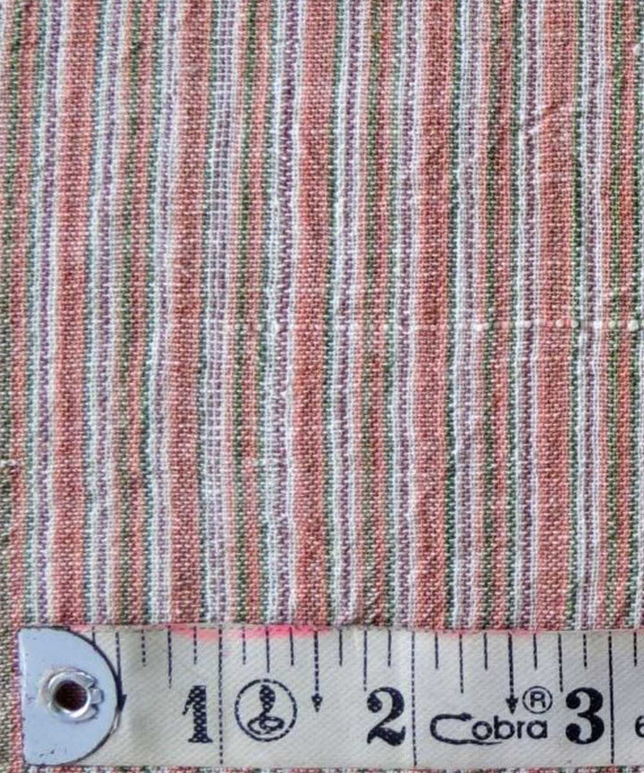 Multicolor striped khadi handwoven cotton fabric
