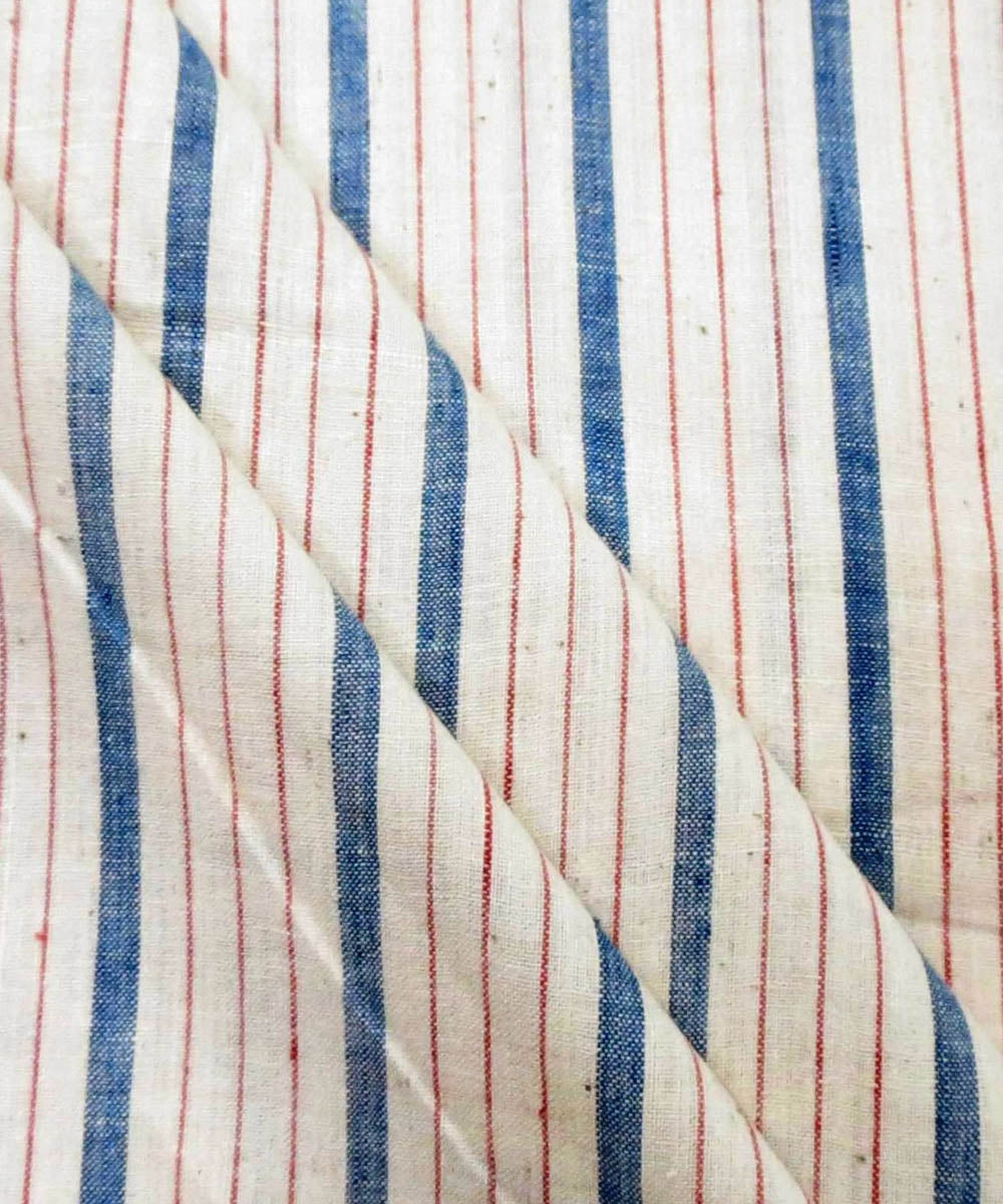Indigo red natural dyed handwoven cotton khadi fabric