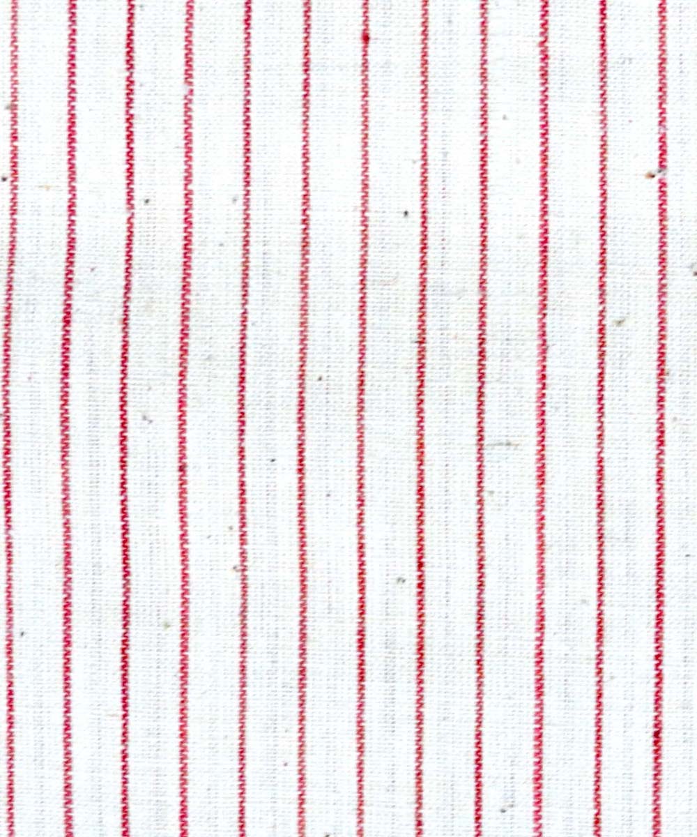 Cream red natural dyed handwoven cotton khadi fabric