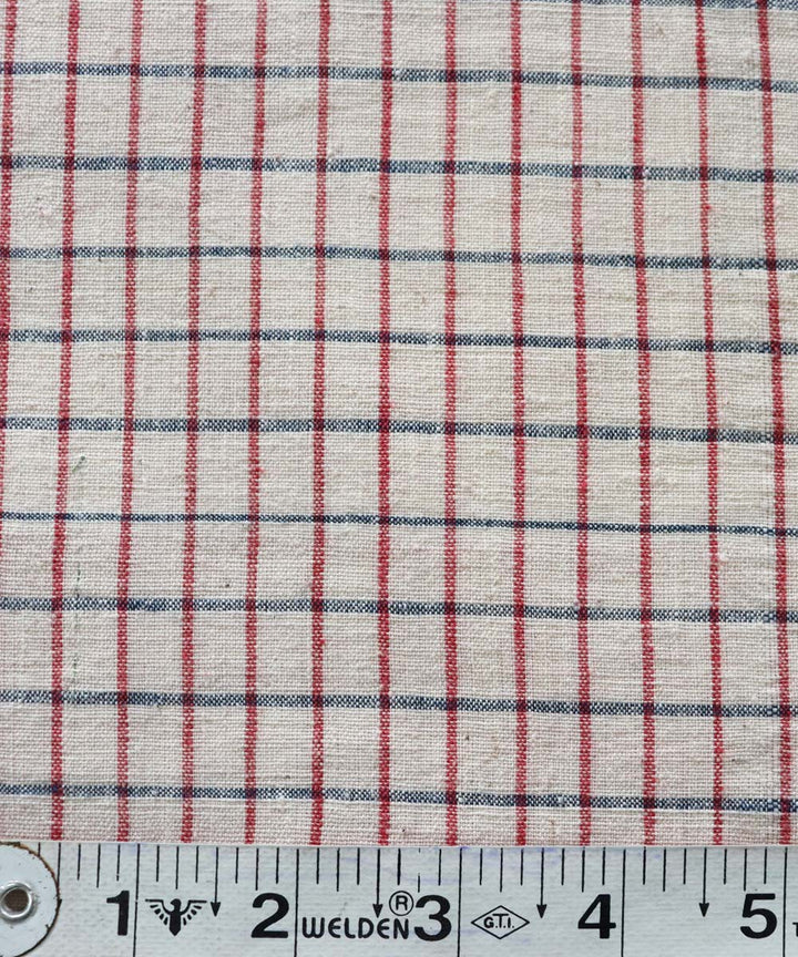 Red indigo natural dyed handwoven cotton khadi fabric