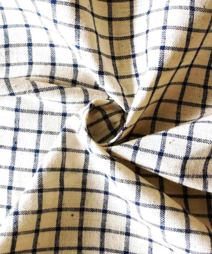 Indigo cream natural dyed handwoven cotton khadi fabric