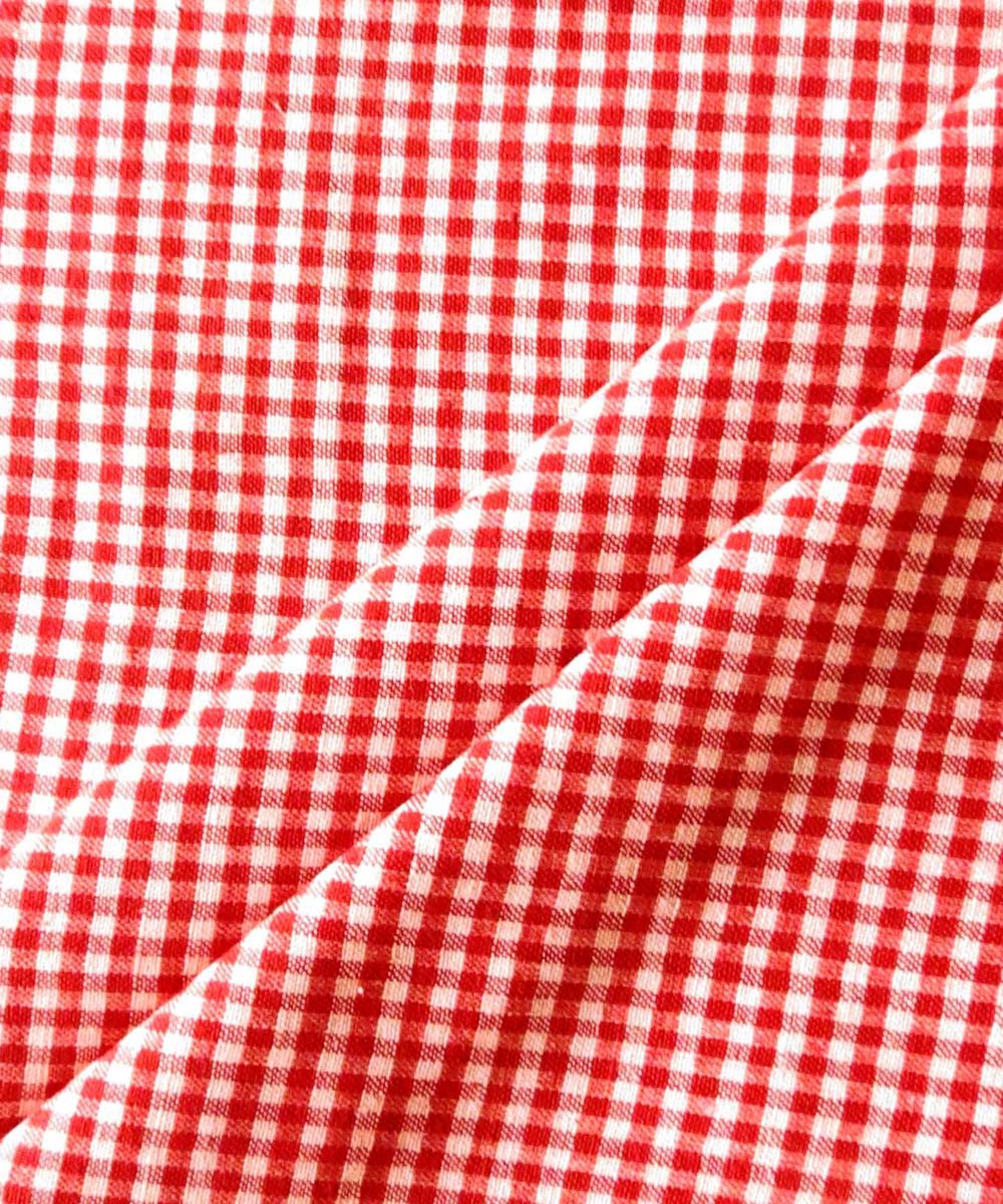 Red cream natural dyed handwoven cotton khadi fabric