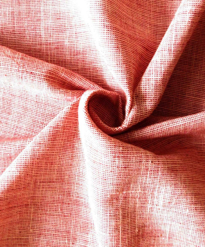 Cream light red natural dyed handwoven cotton khadi fabric