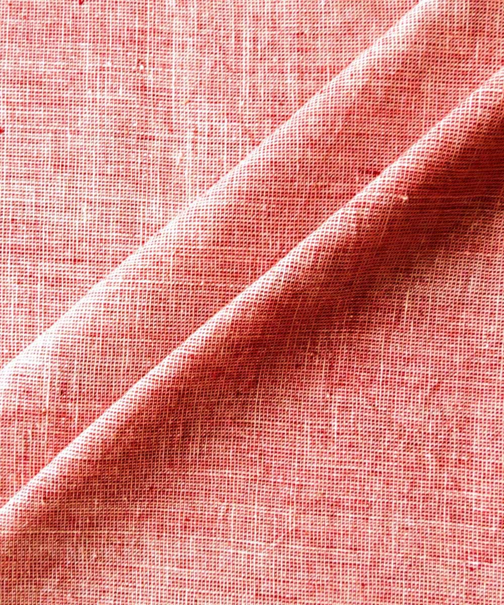 Cream light red natural dyed handwoven cotton khadi fabric