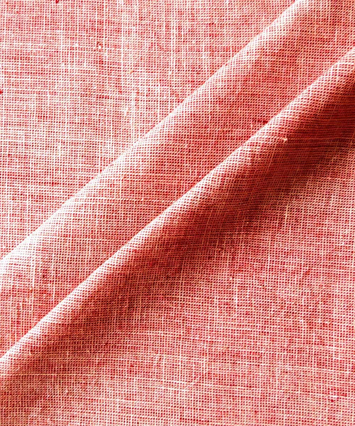 Cream light red natural dyed handwoven cotton khadi fabric