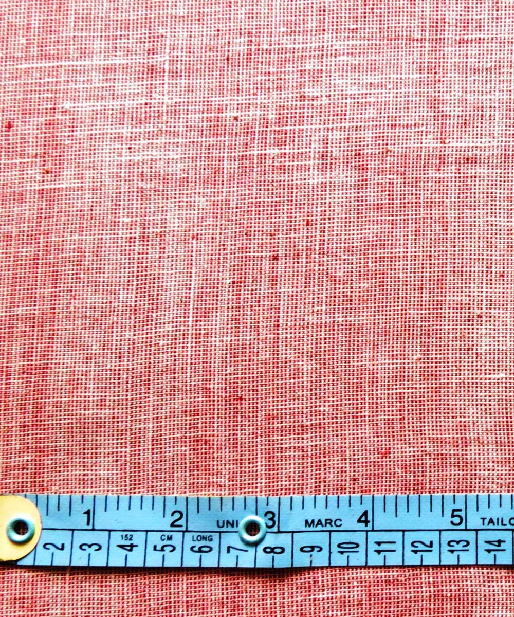 Cream light red natural dyed handwoven cotton khadi fabric