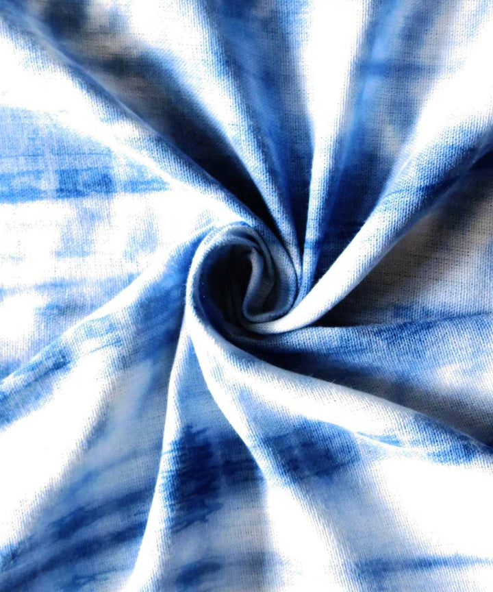 Indigo white natural dyed handwoven cotton khadi fabric