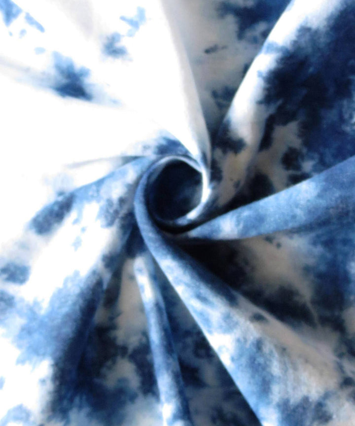 Indigo white natural dyed handwoven cotton khadi fabric