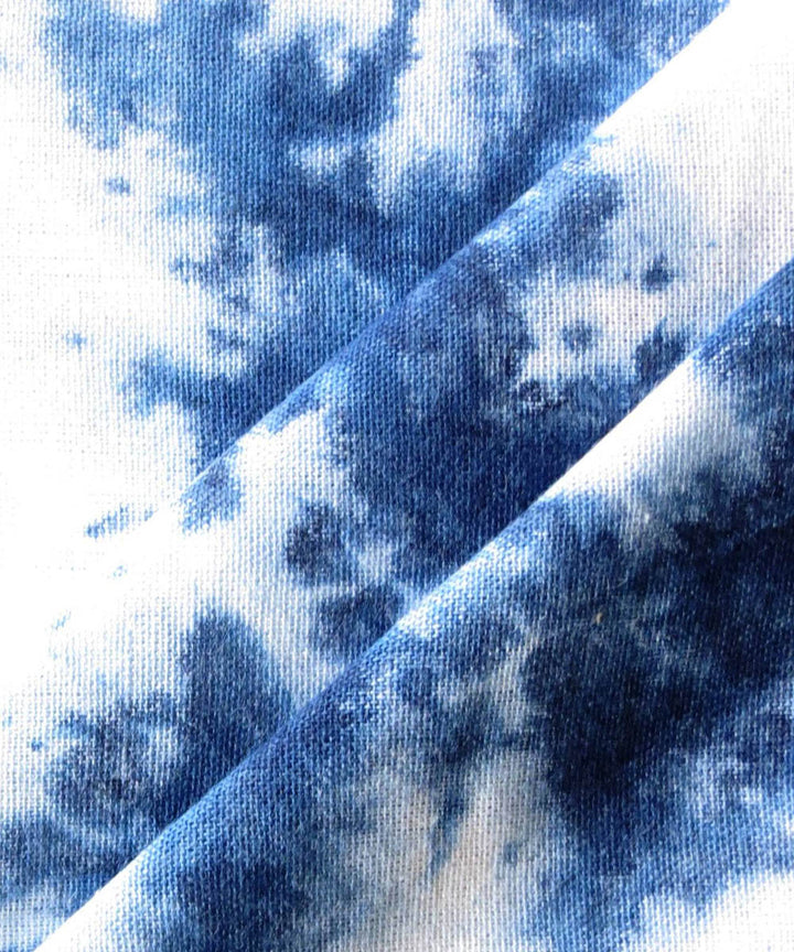 Indigo white natural dyed handwoven cotton khadi fabric