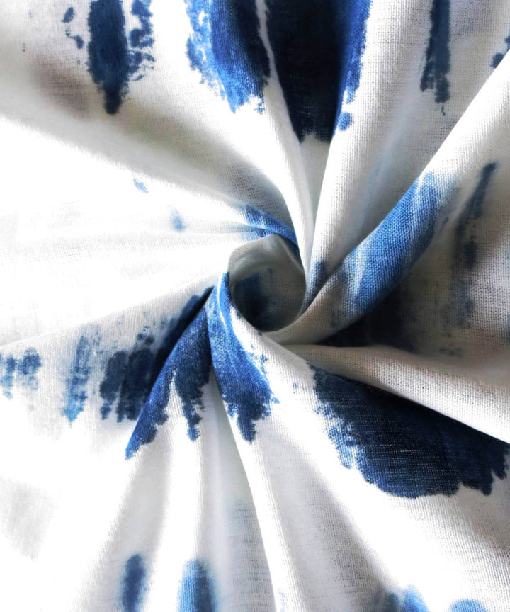 Indigo white natural dyed handwoven cotton khadi fabric