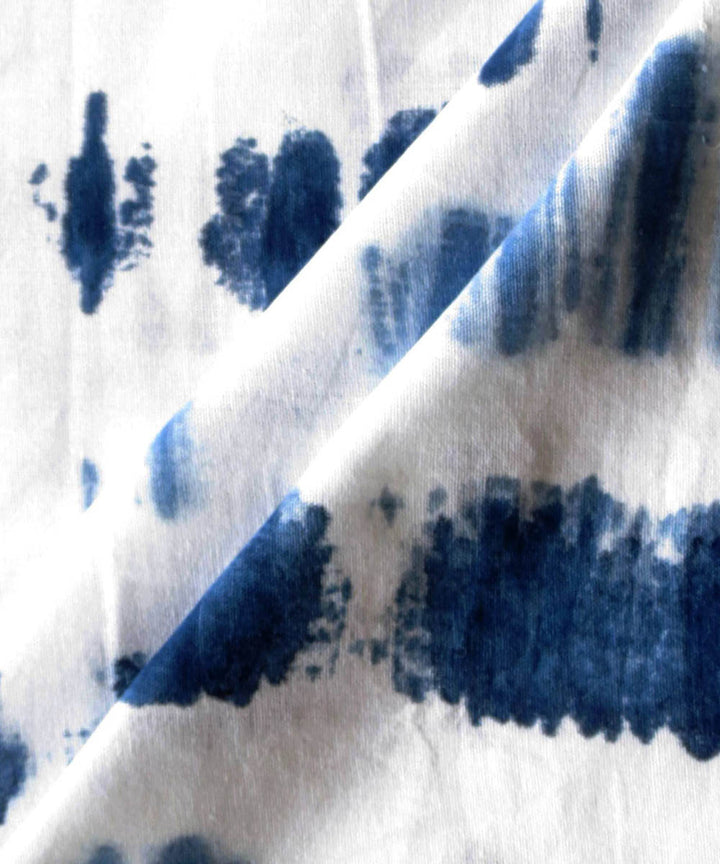 Indigo white natural dyed handwoven cotton khadi fabric