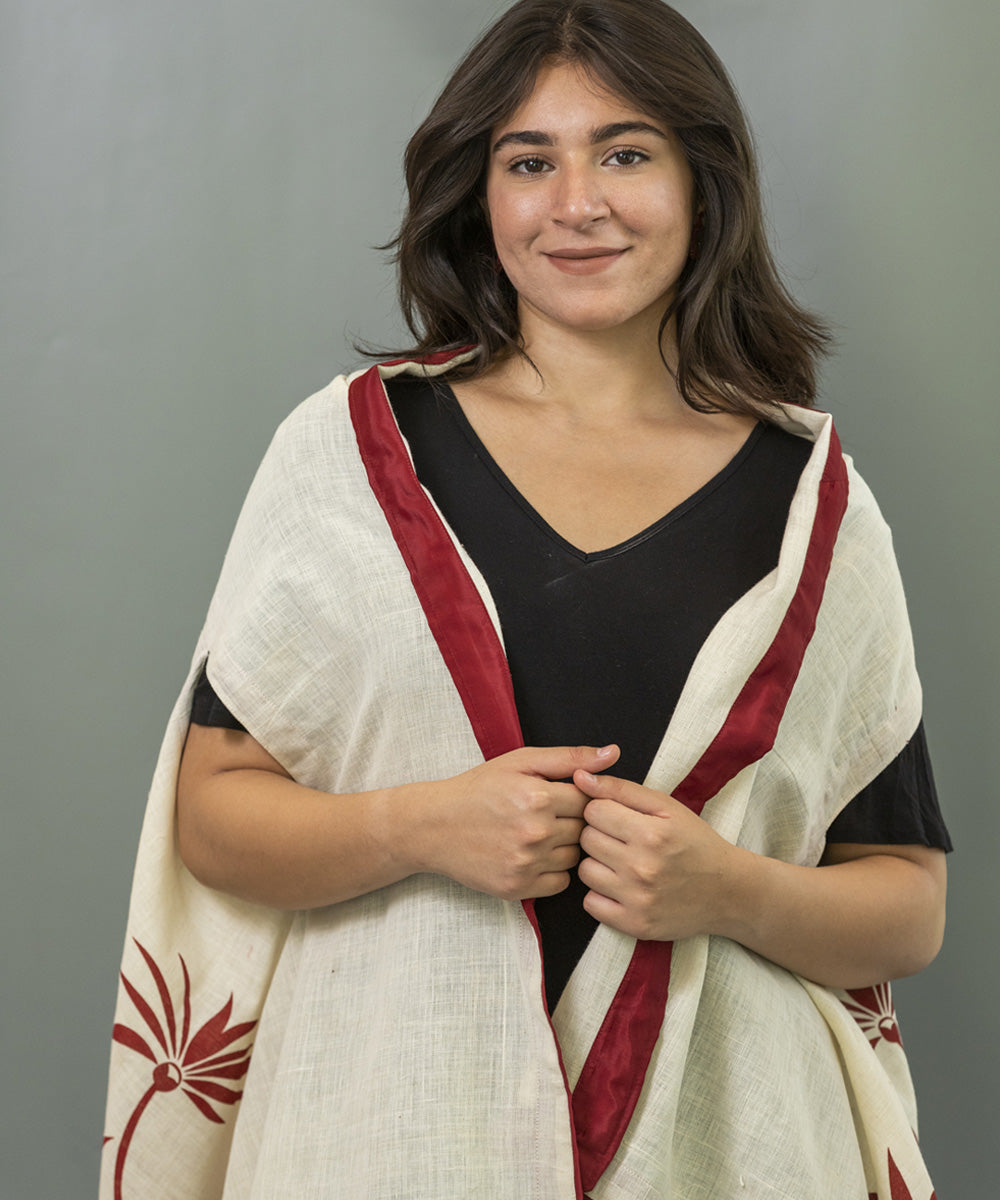 Cream handblock printed cotton shrug