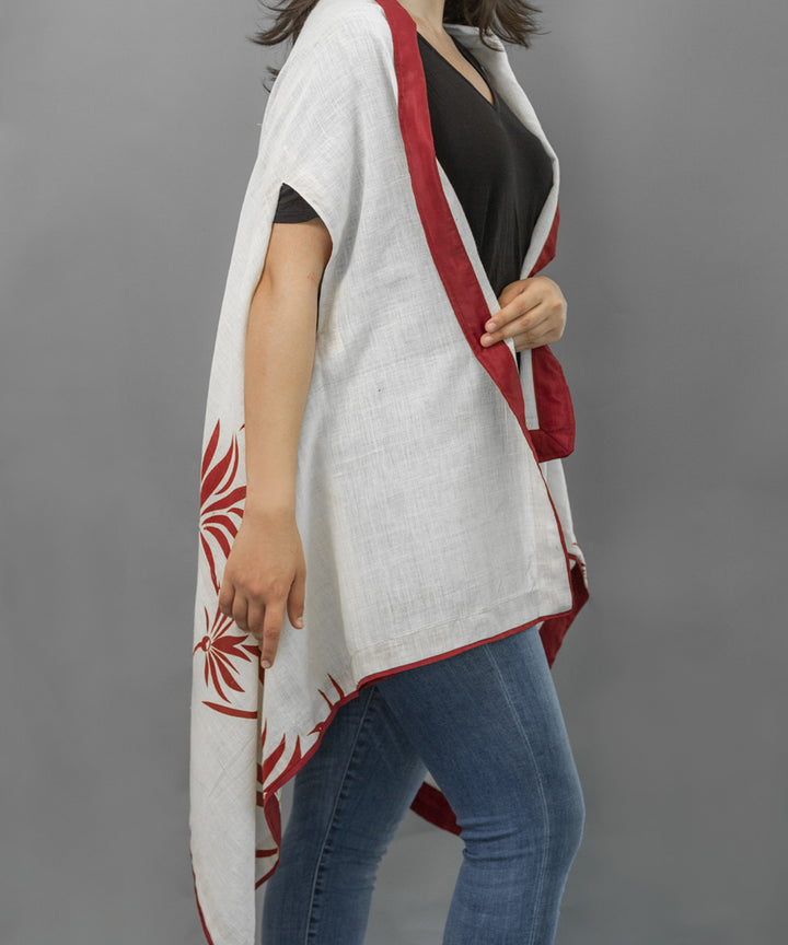 Cream handblock printed cotton shrug