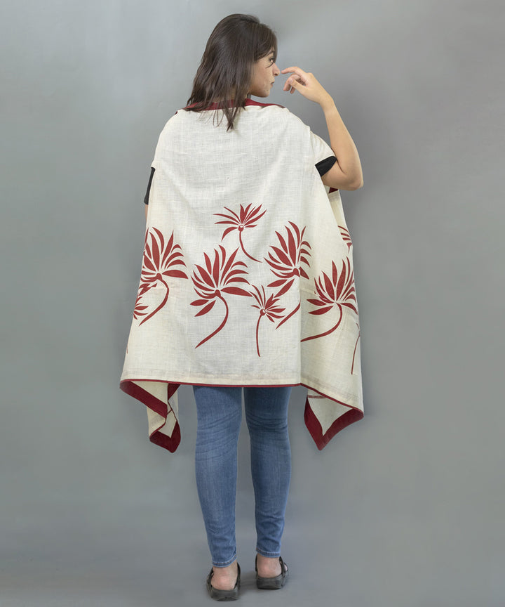 Cream handblock printed cotton shrug
