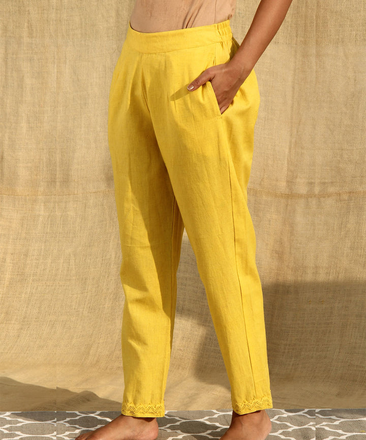 Yellow handwoven cotton flex pant