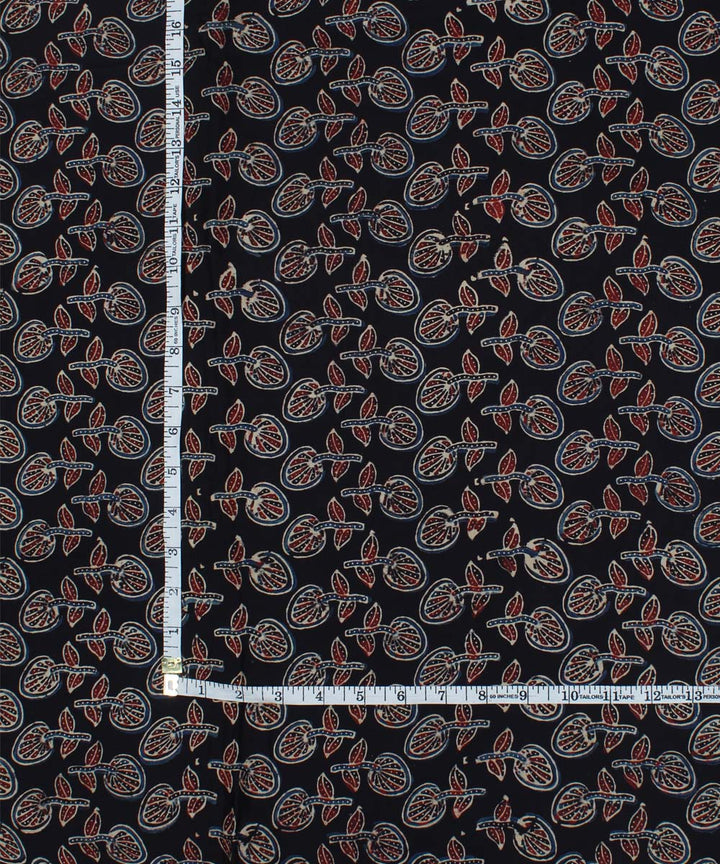 Black maroon handloom silk ajrakh modal fabric