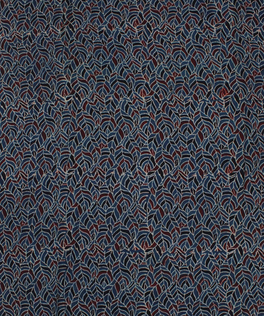 Navy blue blue handloom modal ajrakh fabric