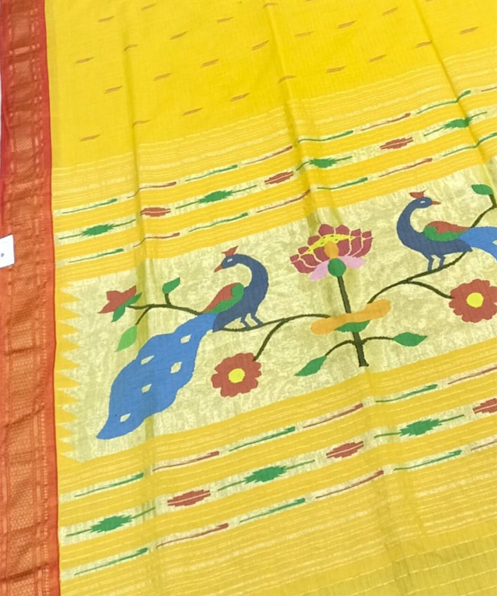 Yellow cotton handloom paithani saree