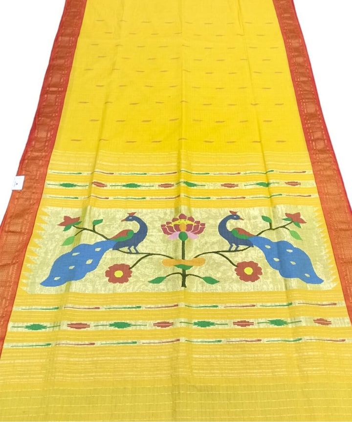 Yellow cotton handloom paithani saree