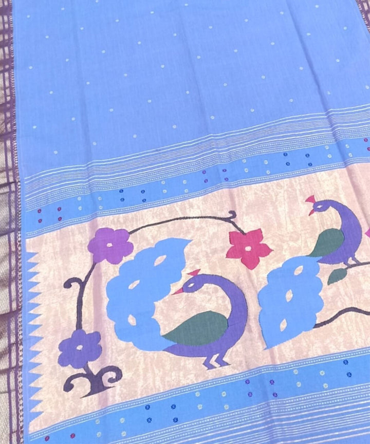 Lavender cotton handloom paithani saree