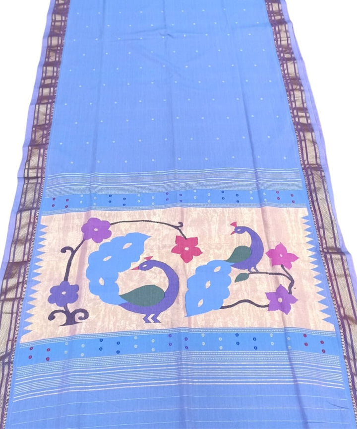 Lavender cotton handloom paithani saree