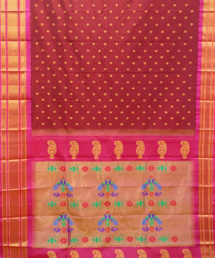 Maroon maharani silk handloom paithani saree