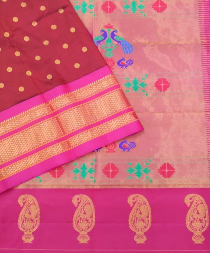 Maroon maharani silk handloom paithani saree