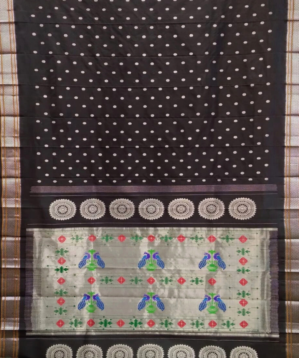 Black maharani silk handloom paithani saree