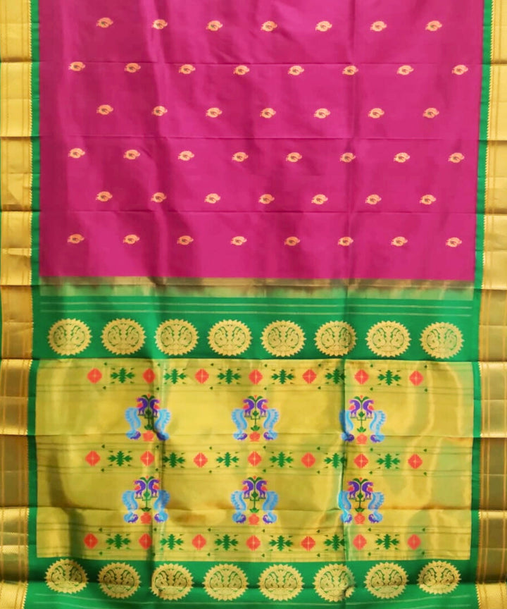 Purple peacock butti silk handloom paithani saree