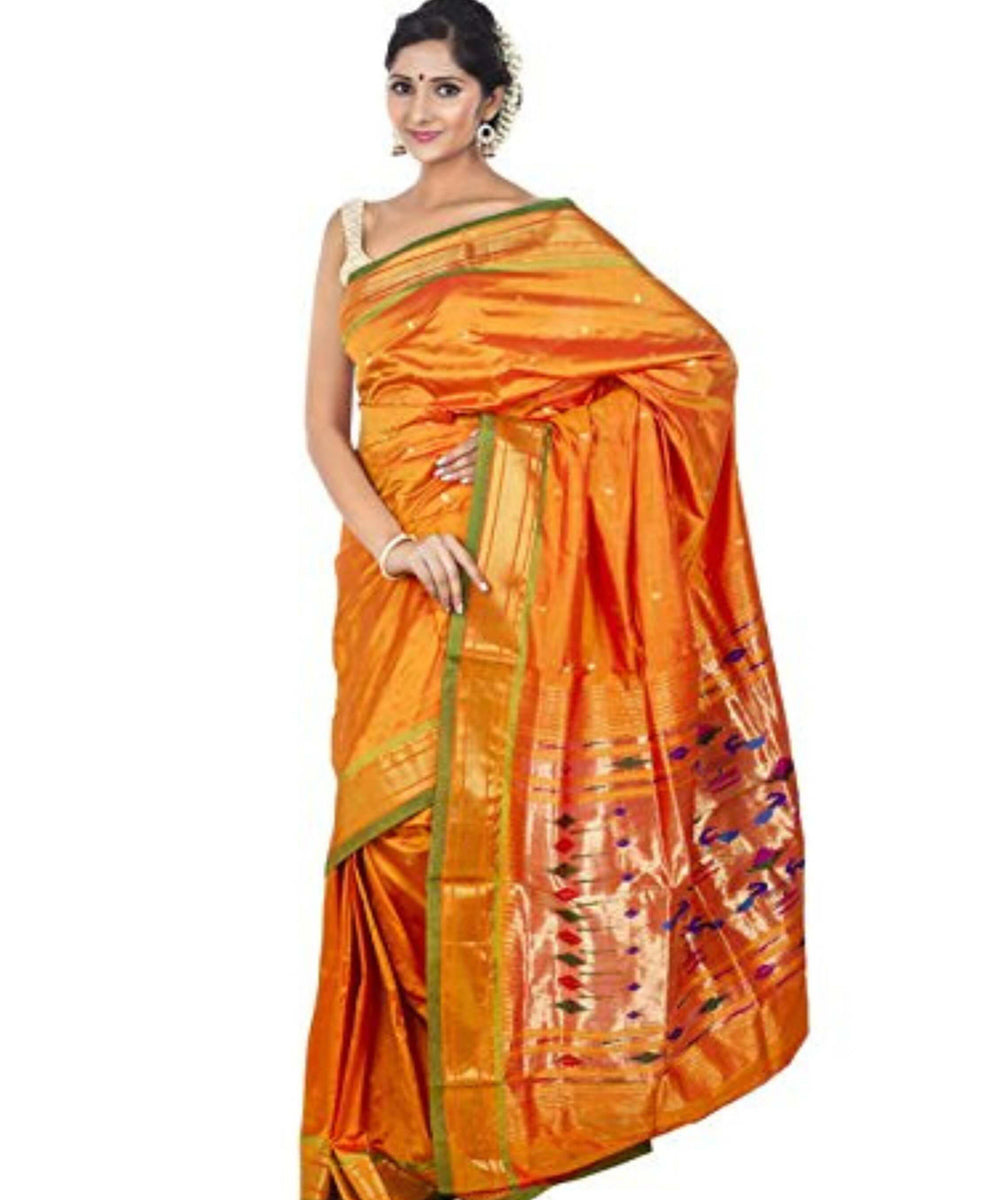 Yellow silk handloom paithani saree