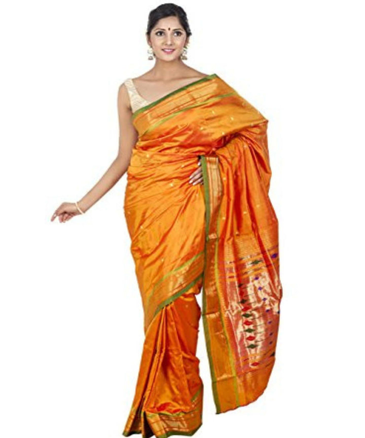 Yellow silk handloom paithani saree
