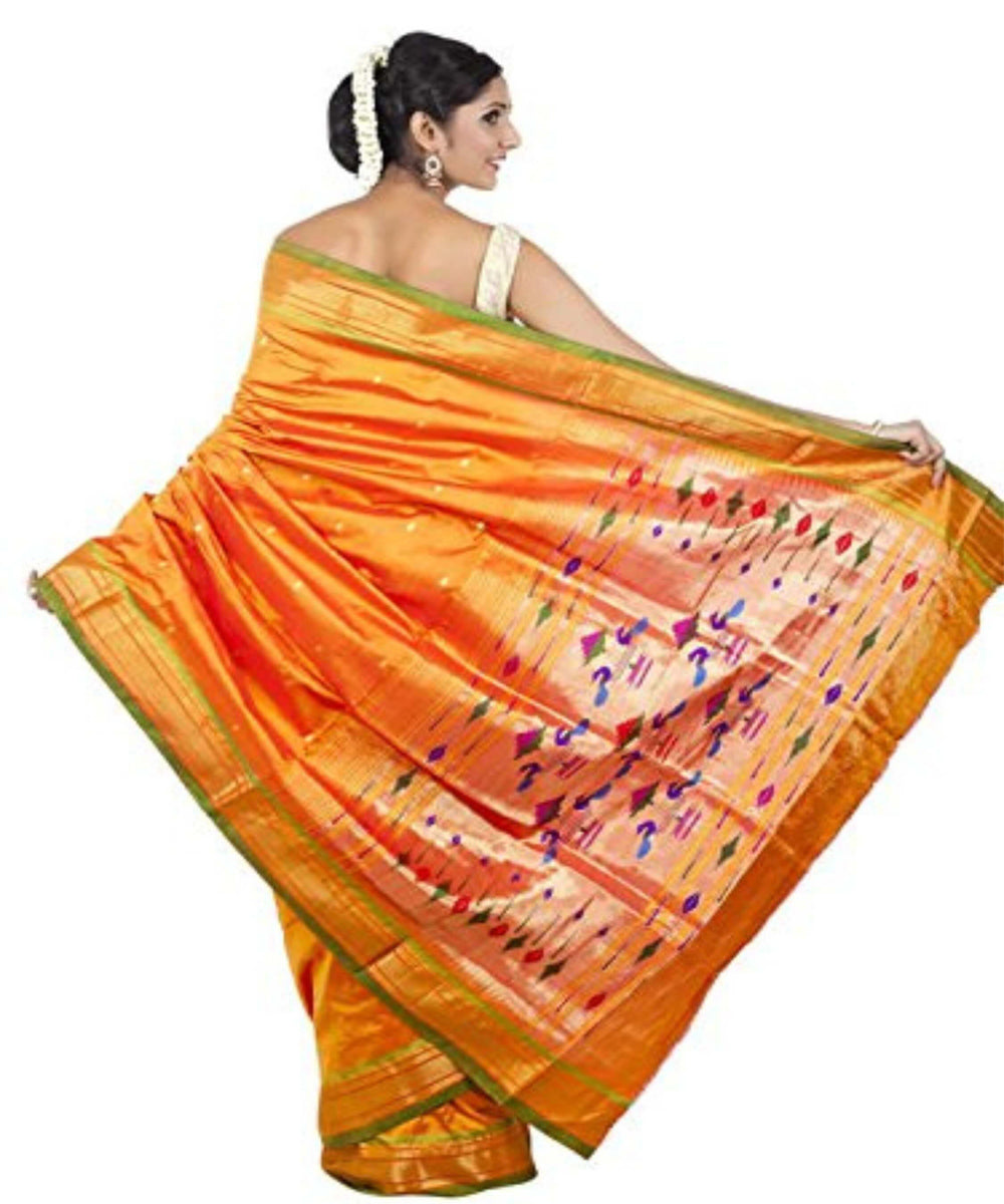 Yellow silk handloom paithani saree