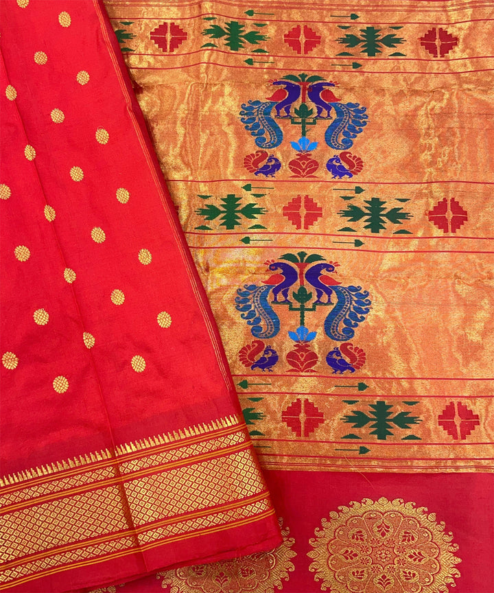Red maharani silk handloom paithani saree